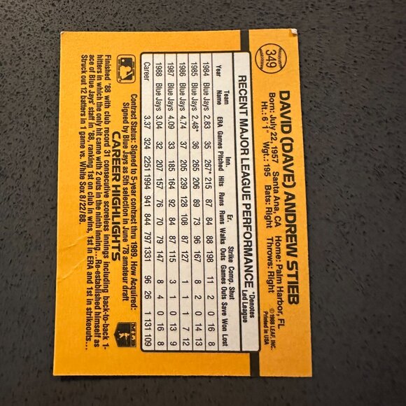 Dave Stieb Pitcher Toronto Blue Jays Baseball Card - Don Russ 89 - Picture 3 of 3